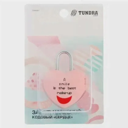 Тундра Замок навесной тундра кодовый "Сердце", цвет розовый